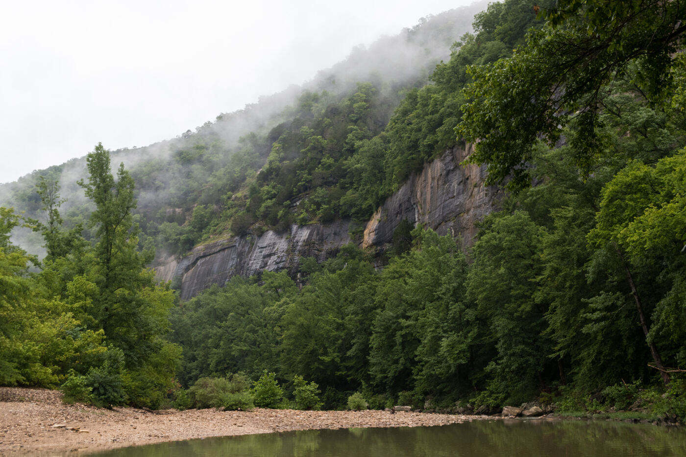 Bluff and river frontage on the Buffalo National River in Arkansas